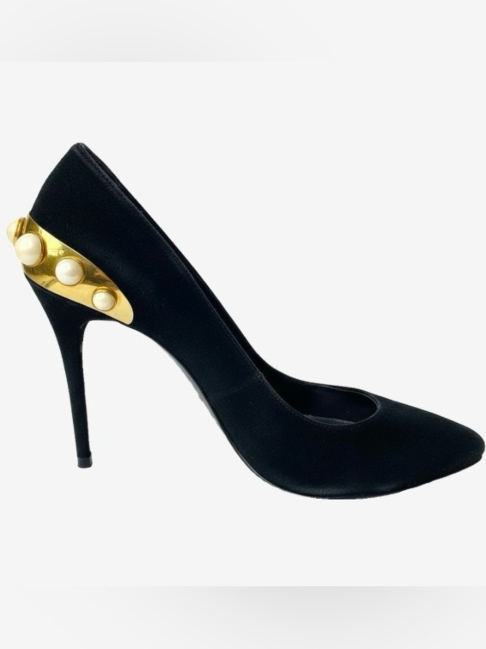 🛍️ Alexander McQueen Black Suede Pearl Embellished Pumps W/Box & Dust Cover